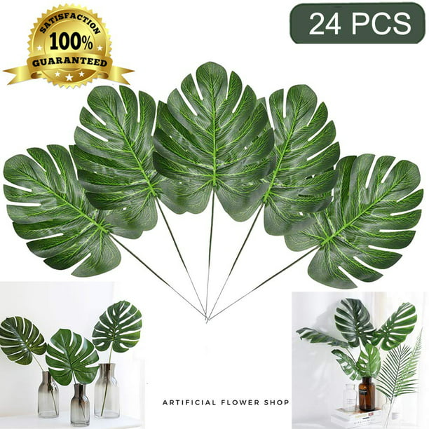 2x Green Palm Leaves Plastic Silk Fake Plant Artificial Leaf Home Party Dec _DM